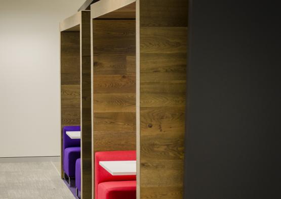 a row of colorful chairs