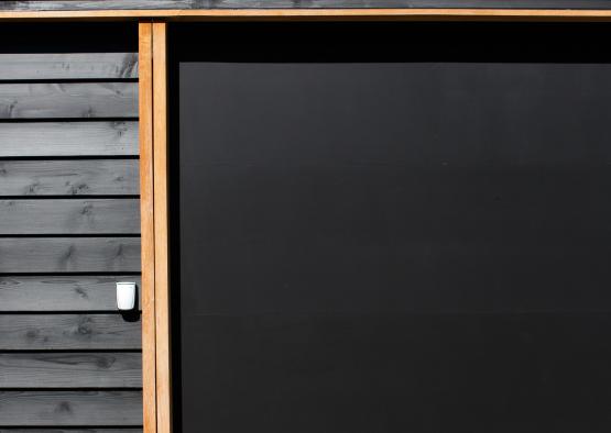 a black door on a building