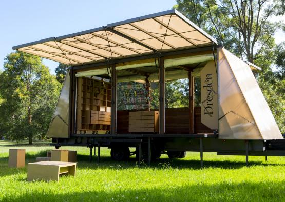 a trailer with a canopy on it