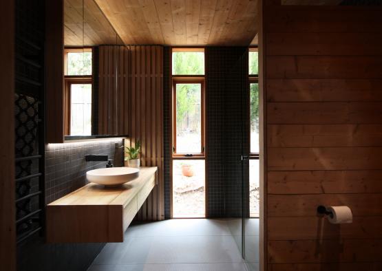 a bathroom with a sink and a shower