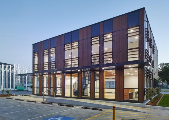 a building with glass windows