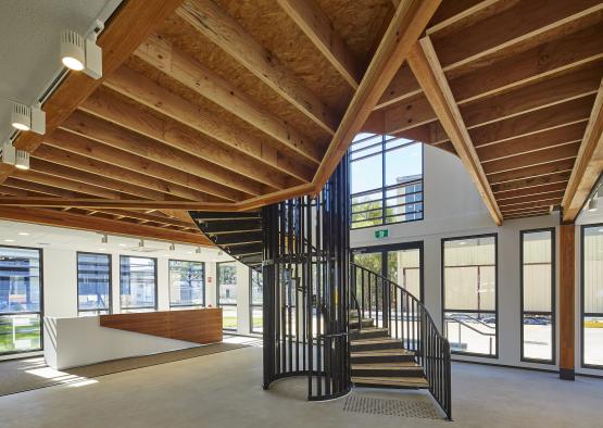 a spiral staircase inside a building