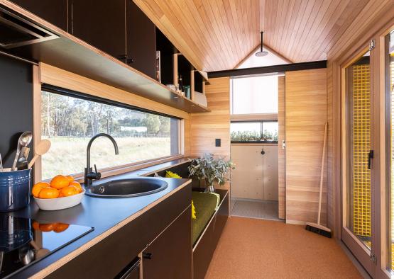 a kitchen with a window and a sink