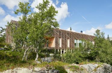 a building with trees around it