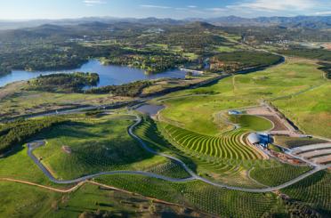 a aerial view of a green landscape