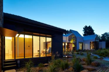 a house with a large glass window